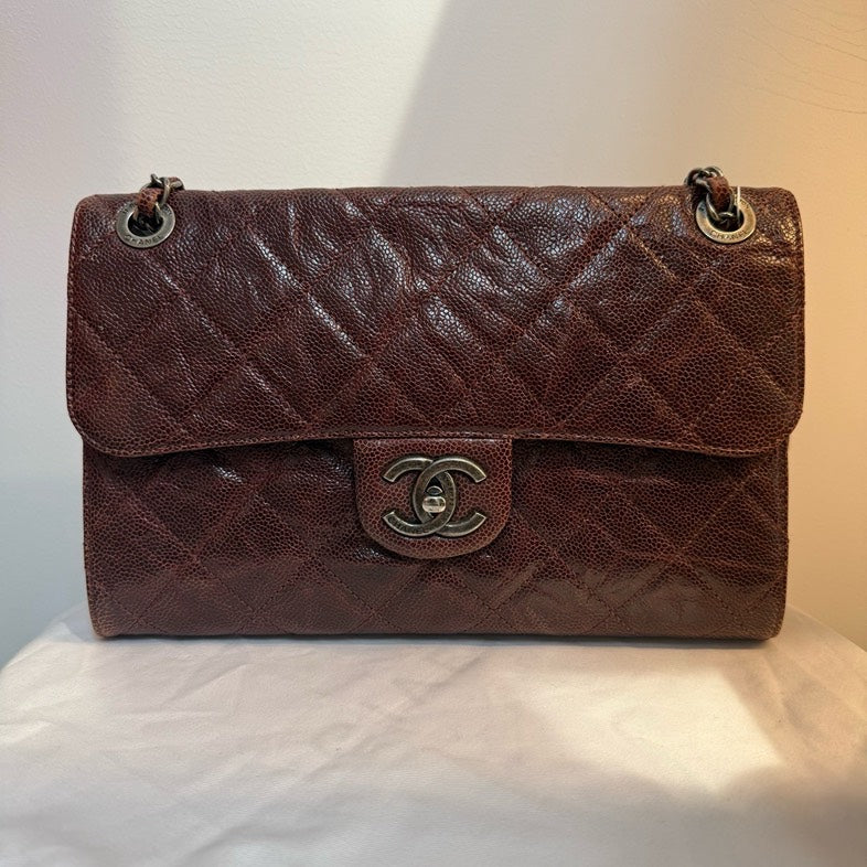 Top Quality Chanel CF Wine Color Leather Quilted Handbag Medium