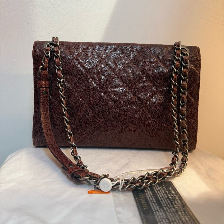 Top Quality Chanel CF Wine Color Leather Quilted Handbag Medium