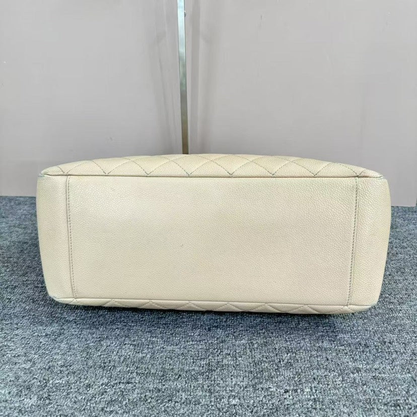Chanel GST Beige Quilted Leather Tote Bag Large
