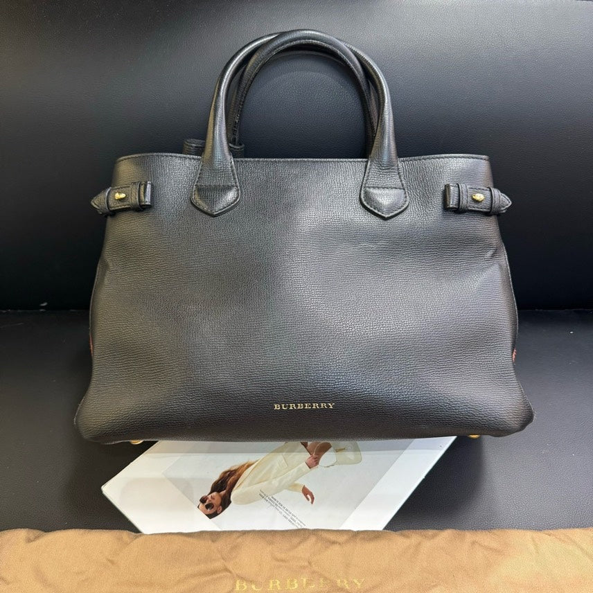 Burberry Black Leather Tote Bag Medium Size