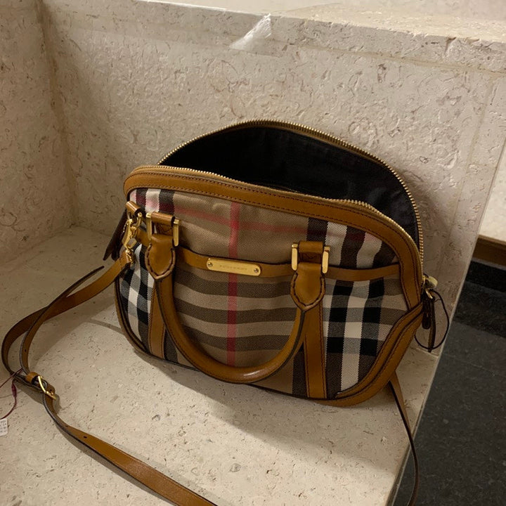 Burberry Orchard Crossbody Bag Check Beige