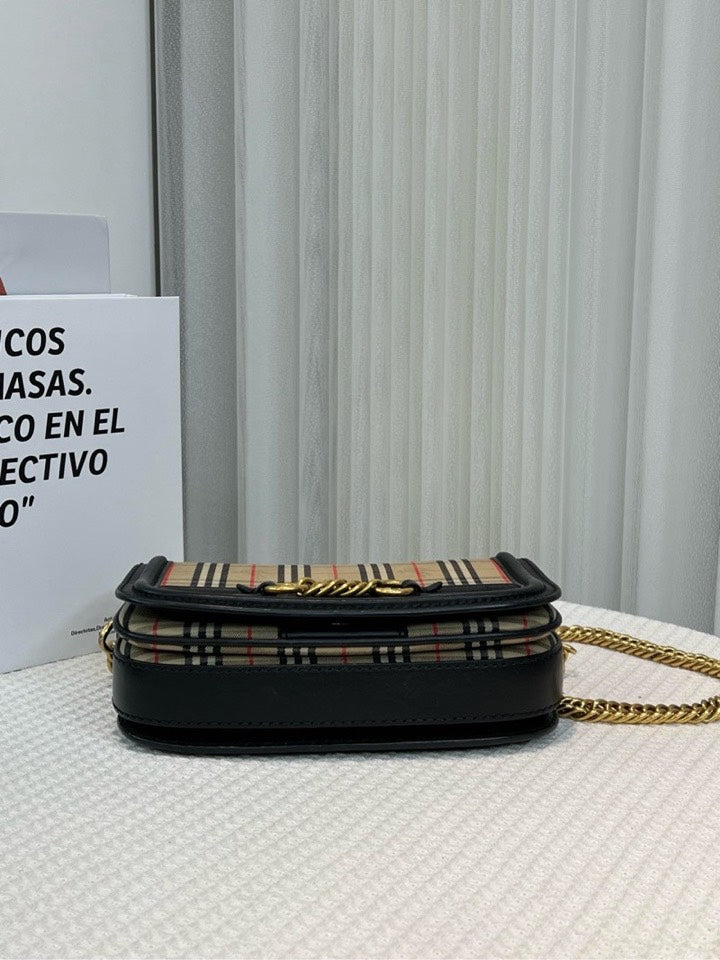 Burberry Grace Beige Plaid Shoulder Bag