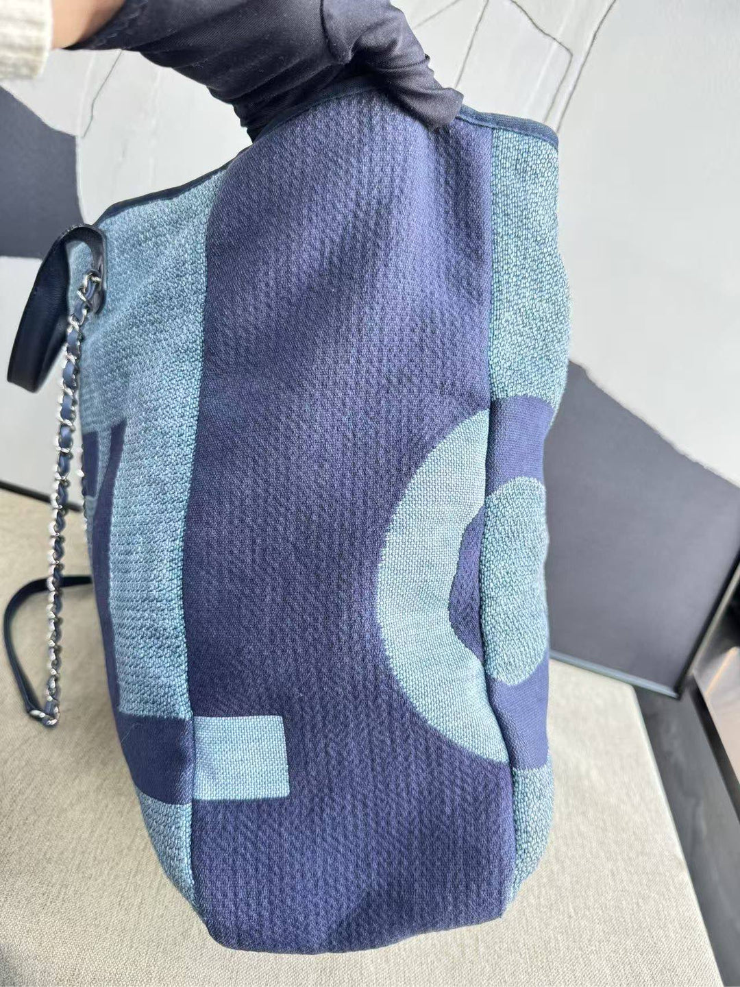 Top Quality Chanel Deauville Tote Bag Blue Canvas 2018  Large