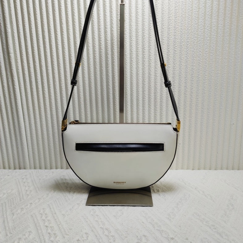 Burberry Halfmoon Bag White Leather Crossbody