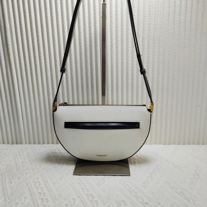 Burberry Halfmoon Bag White Leather Crossbody