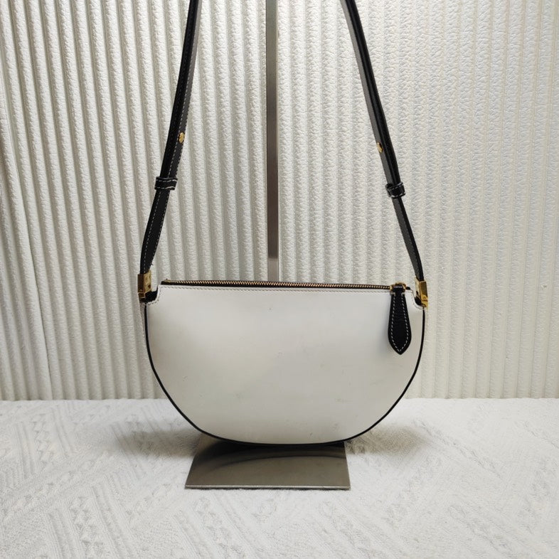Burberry Halfmoon Bag White Leather Crossbody