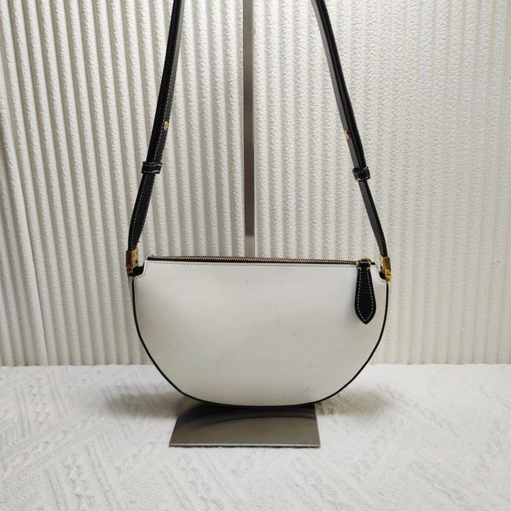 Burberry Halfmoon Bag White Leather Crossbody