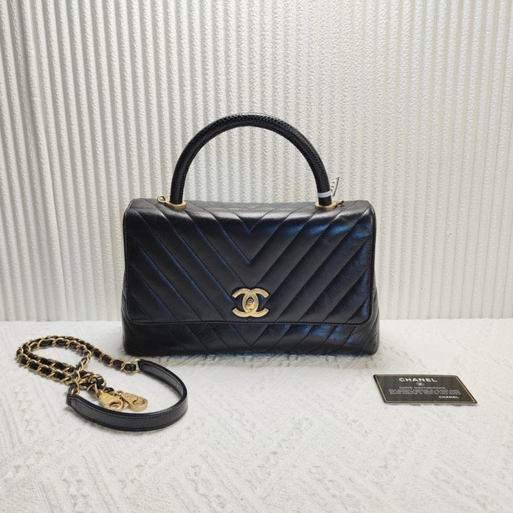 Chanel Coco Handle Calfskin Bag Black Top Handle Bag 11824969
