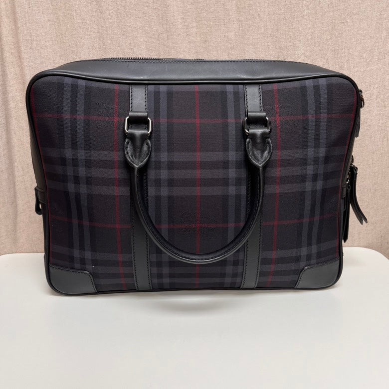 Burberry Men's Haymarket Check Black Briefcase