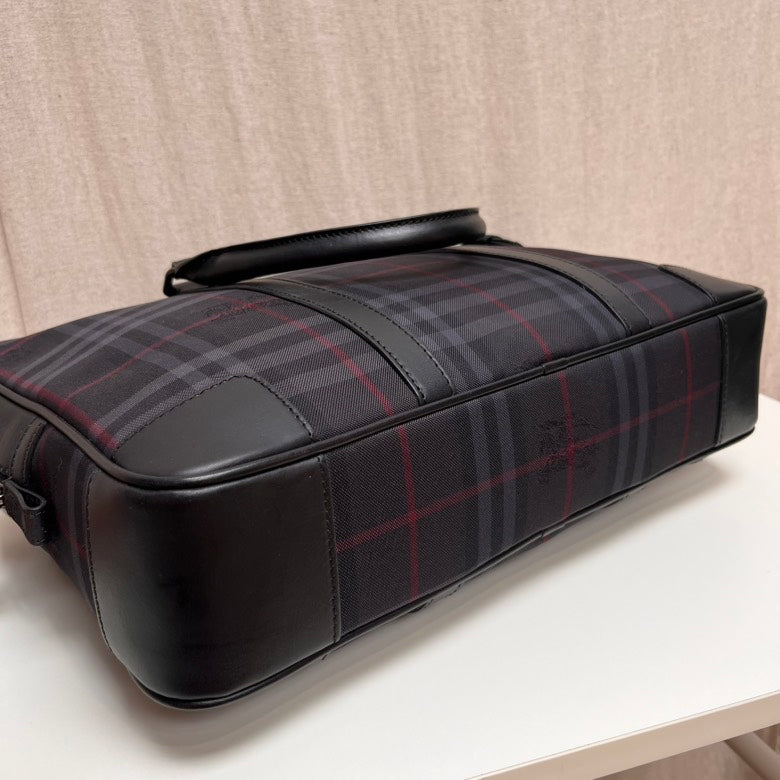 Burberry Men's Haymarket Check Black Briefcase