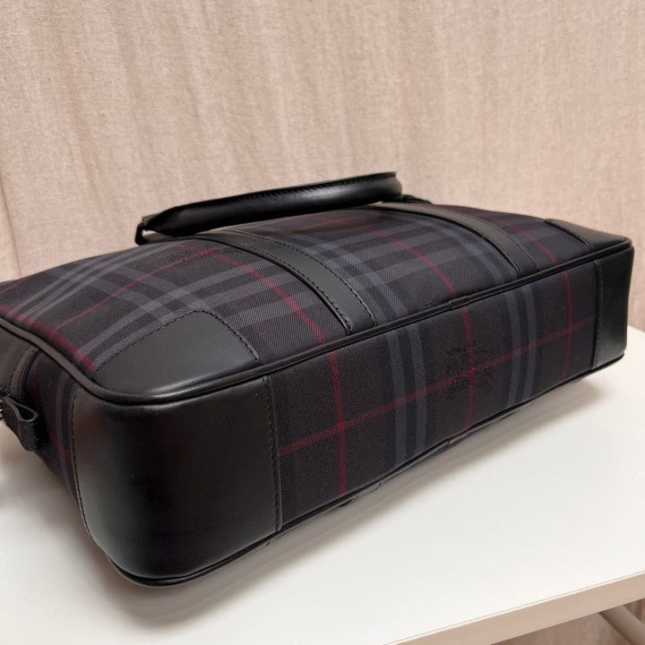 Burberry Men's Haymarket Check Black Briefcase