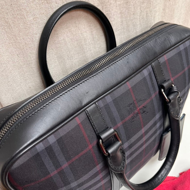 Burberry Men's Haymarket Check Black Briefcase