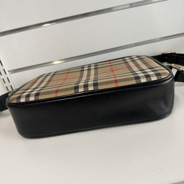 Burberry Check Plaid Beige Crossbody Bag 9363