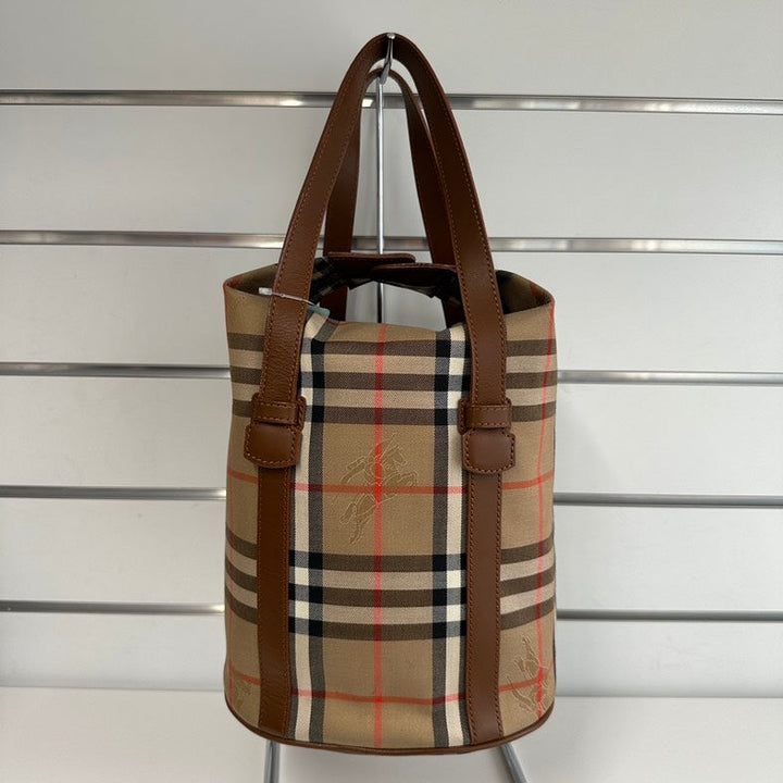 Burberry Plaid Beige Tote Handbag