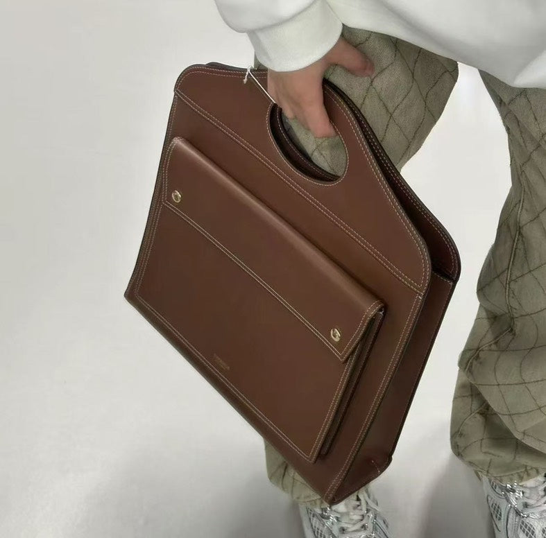 Burberry Tan Leather  Tote Bag with Strap 14 Inches