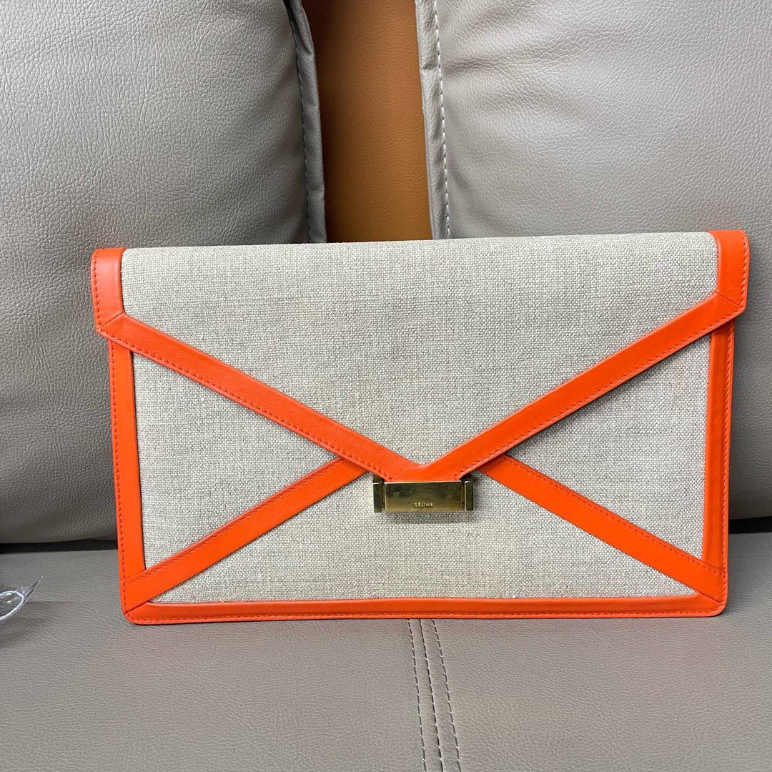 New  Top Quality Celine Clutch in Orange Canvas