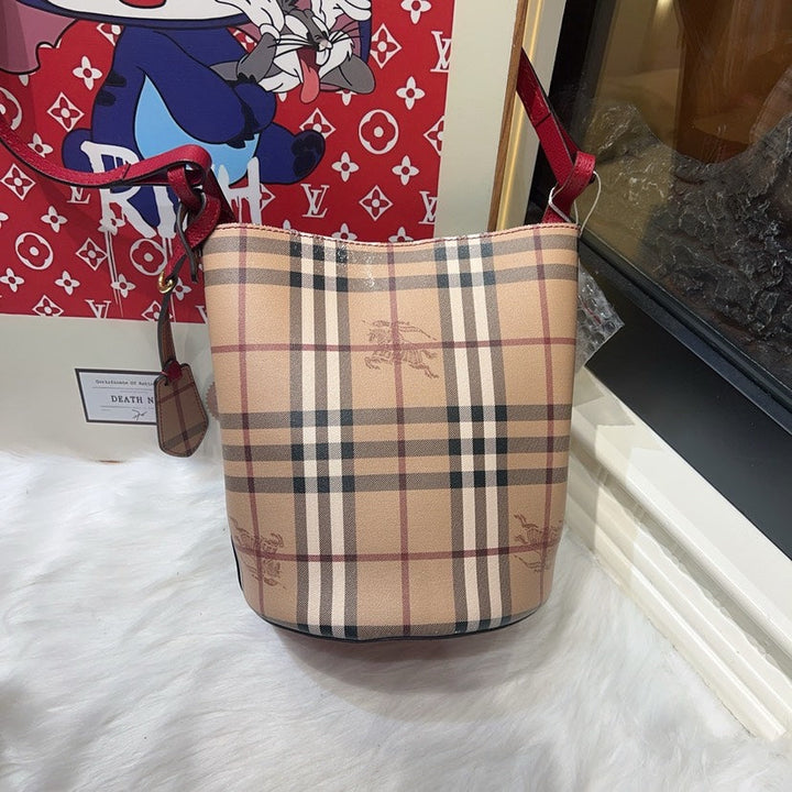Burberry Vintage Check Beige Bucket Bag