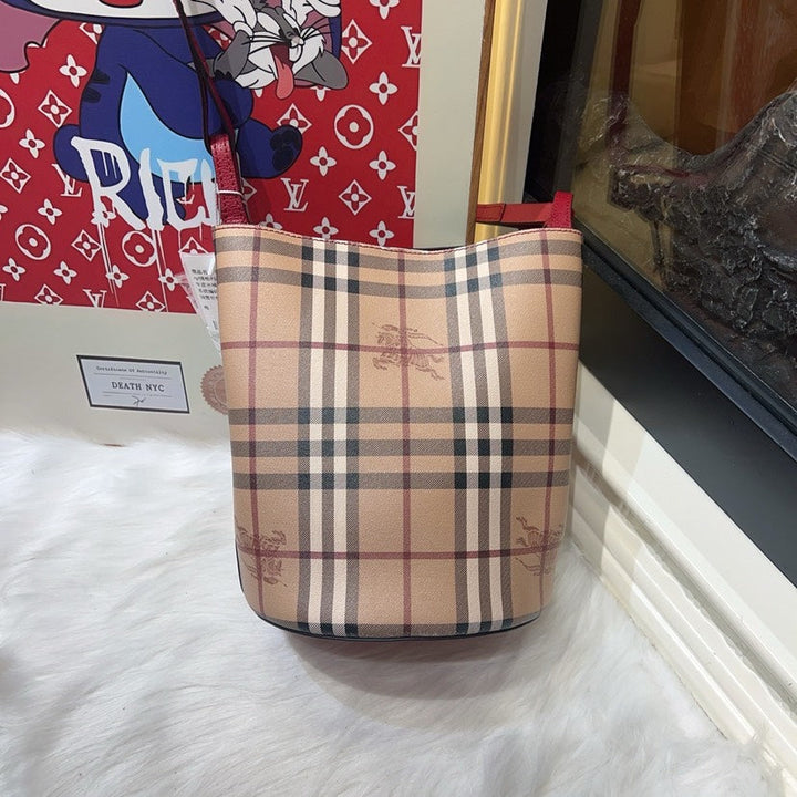Burberry Vintage Check Beige Bucket Bag