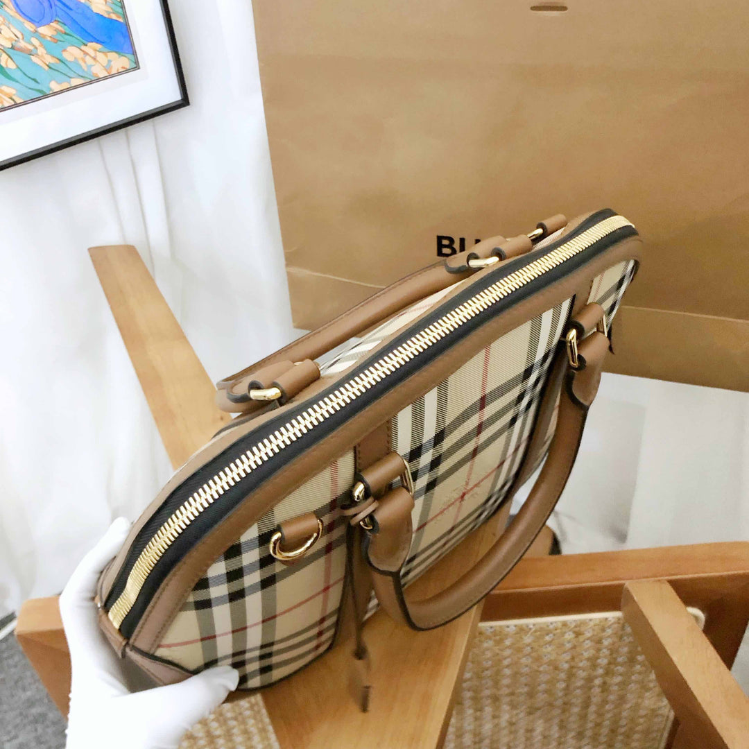 Burberry Vintage Check Plaid Beige Shoulder Bag