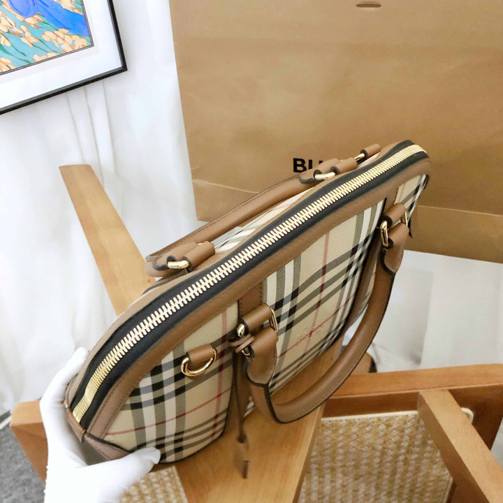 Burberry Vintage Check Plaid Beige Shoulder Bag