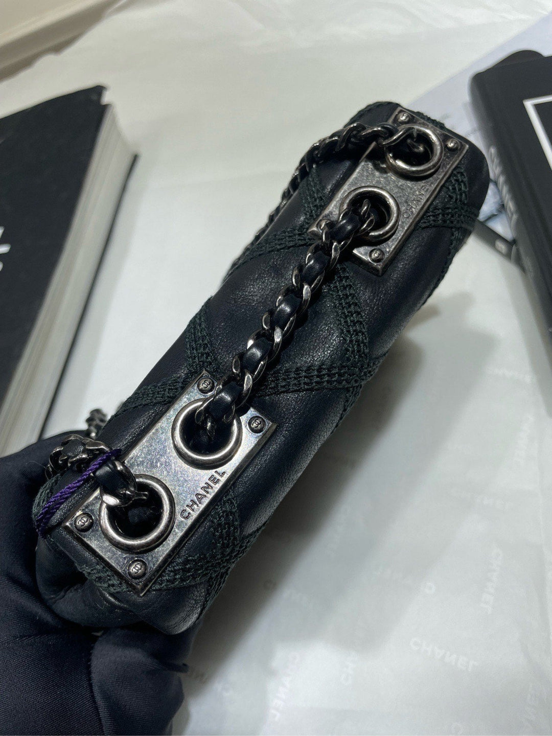 Top Quality Chanel Suture Mini Flap Bag Black Leather