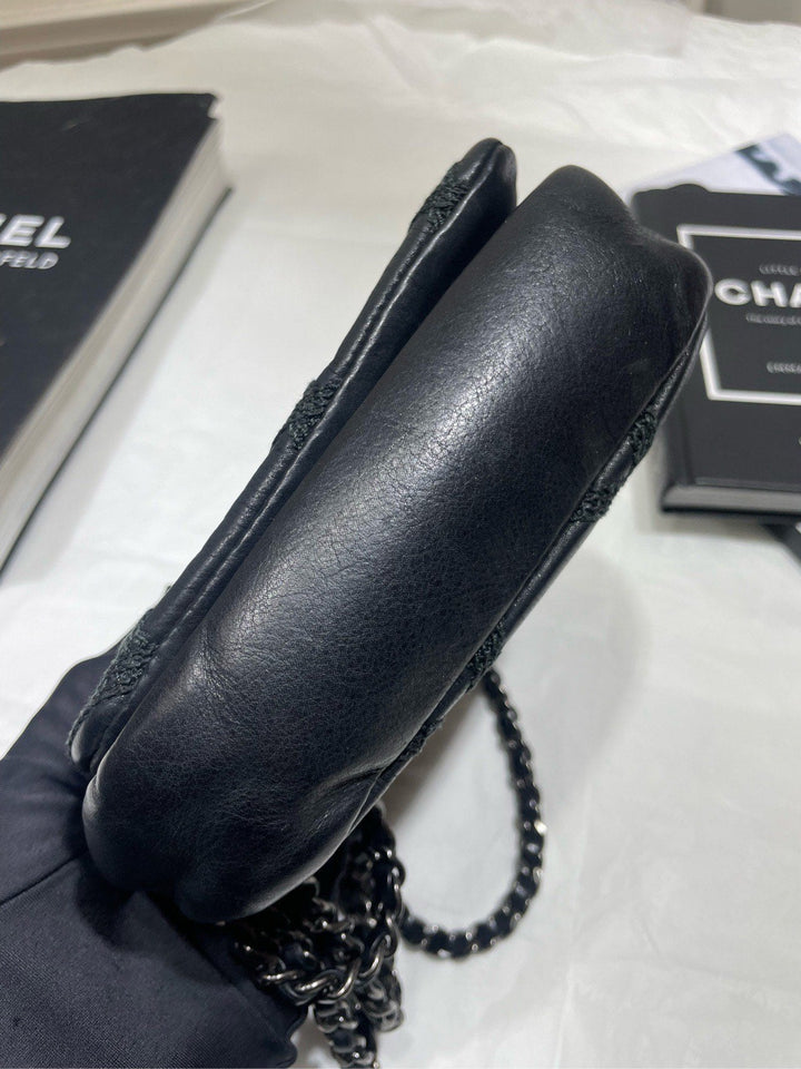 Top Quality Chanel Suture Mini Flap Bag Black Leather