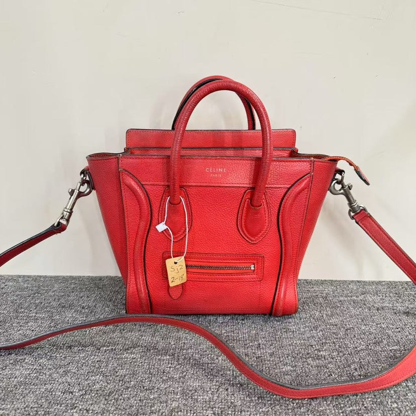Top Quality Celine Luggage Nano Bag SJZ2-18 Red Leather Satchel
