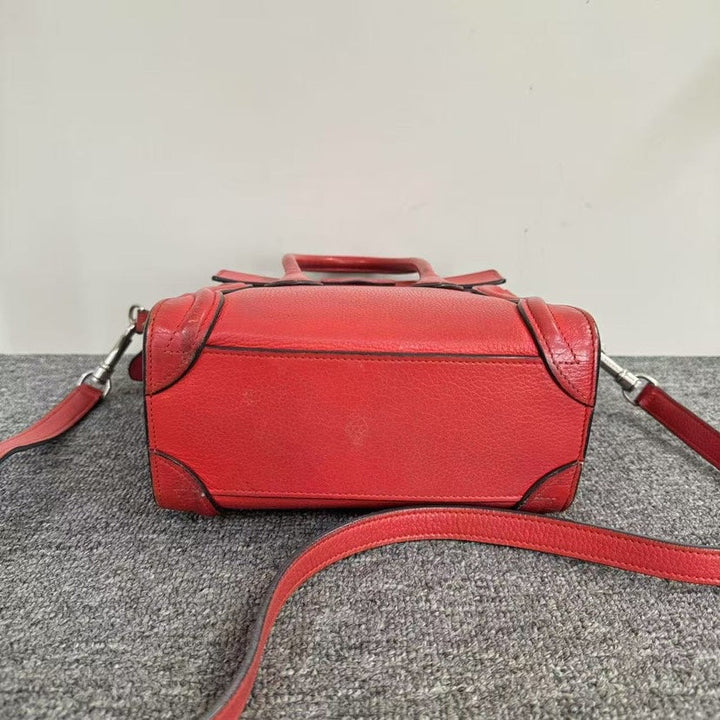 Top Quality Celine Luggage Nano Bag SJZ2-18 Red Leather Satchel