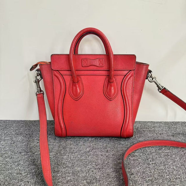 Top Quality Celine Luggage Nano Bag SJZ2-18 Red Leather Satchel
