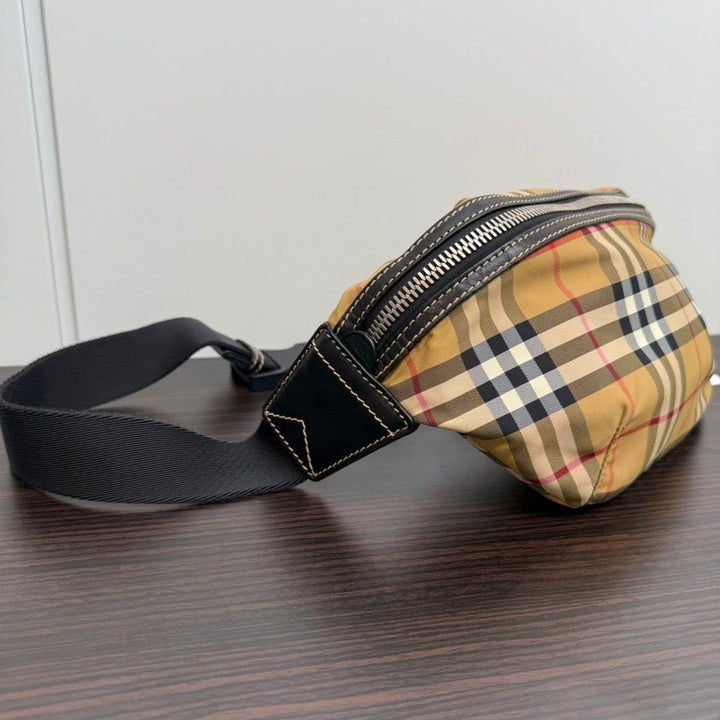 Burberry Canvas Plaid Bumbag Beige Belt Bag B3011