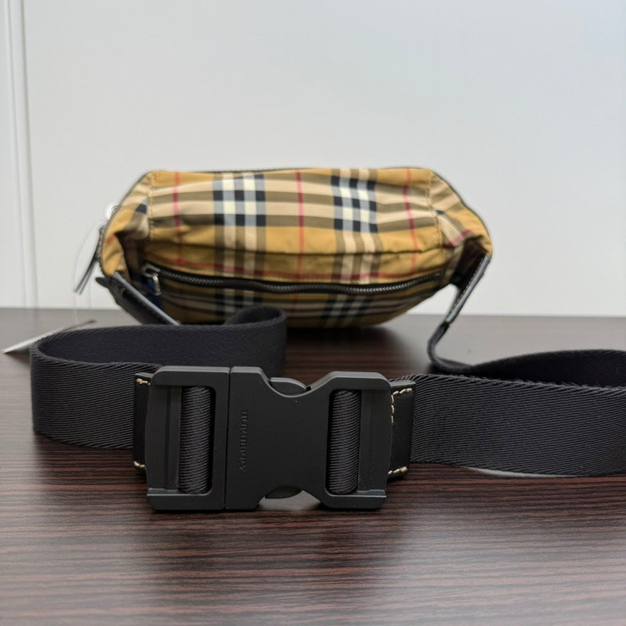 Burberry Canvas Plaid Bumbag Beige Belt Bag B3011