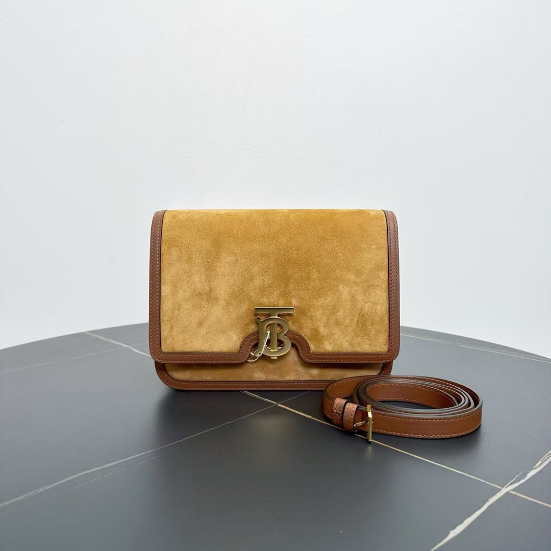 Burberry Haymarket Yellow Suede Shoulder Bag