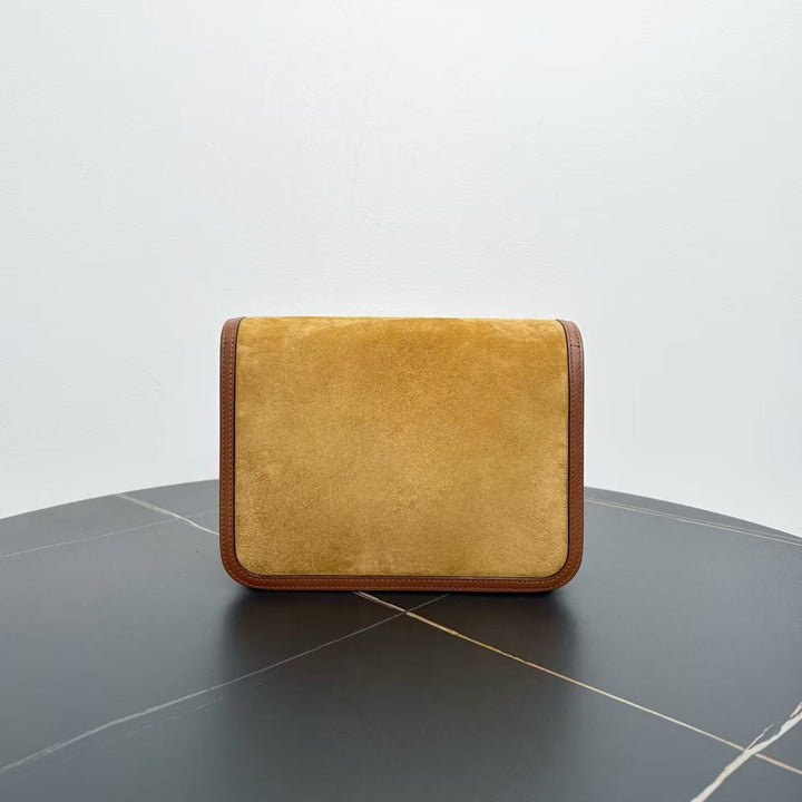 Burberry Haymarket Yellow Suede Shoulder Bag