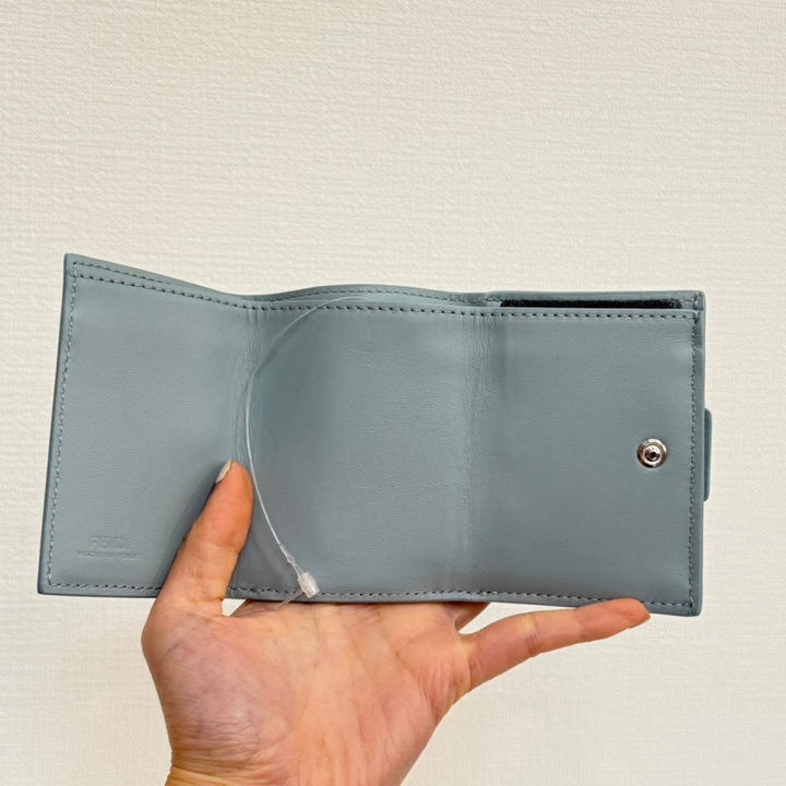 Top quality Fendi Zucca Leather Compact Wallet Grey