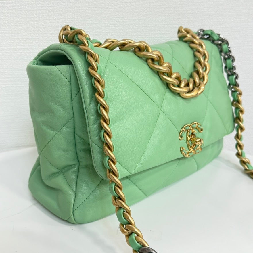 Chanel 19 Calfskin 2way Chain Bag in Mint Green Shoulder Bag