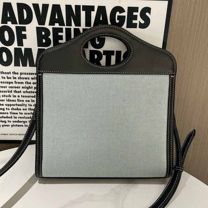 Burberry Pocket Tote Small Grey Canvas and Leather Bag - 99% New Condition