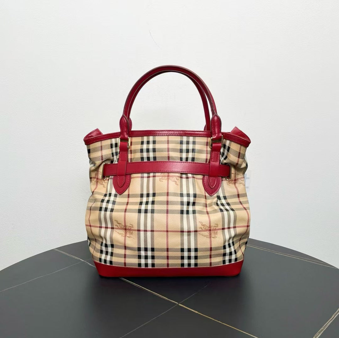 Burberry Vintage Two-Way Plaid Shoulder Bag in Beige