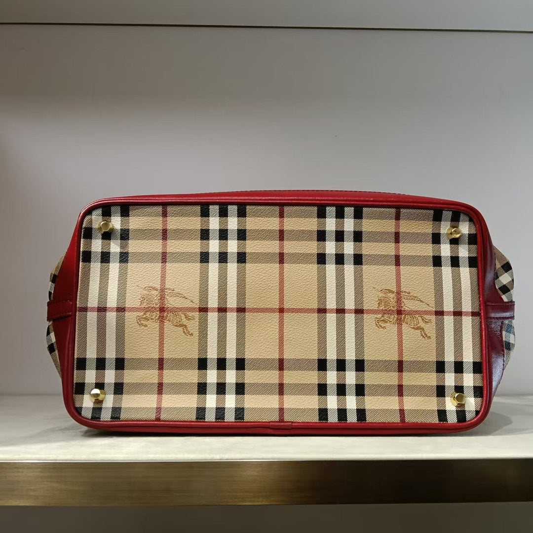 Burberry Vintage Two-Way Plaid Shoulder Bag in Beige