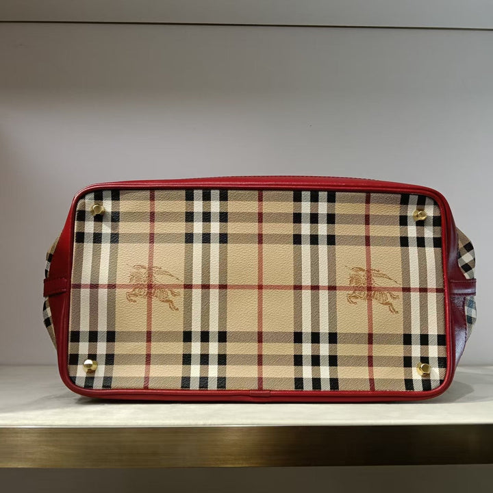 Burberry Vintage Two-Way Plaid Shoulder Bag in Beige