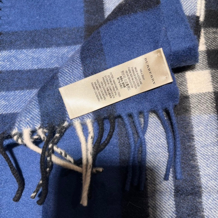 Burberry Cashmere Scarf Check Blue Scarves and Shawls