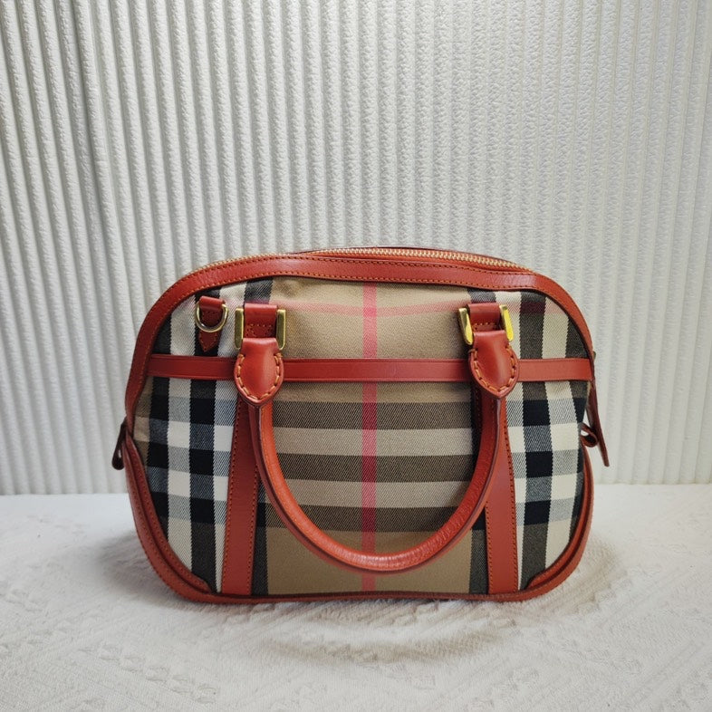 Burberry Haymarket Check Beige Satchel Bag