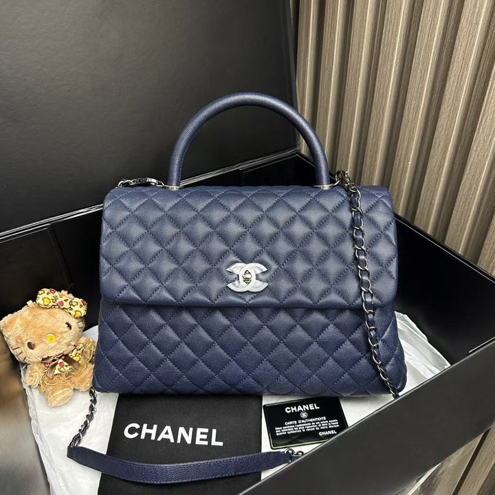Top Quality Chanel Coco Handle Large Navy Top Handle Bag