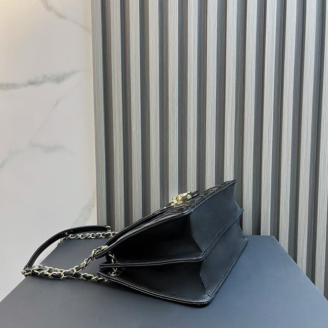 Top Quality Chanel Classic Flap Black Patent Leather Shoulder Bag 2014-2015
