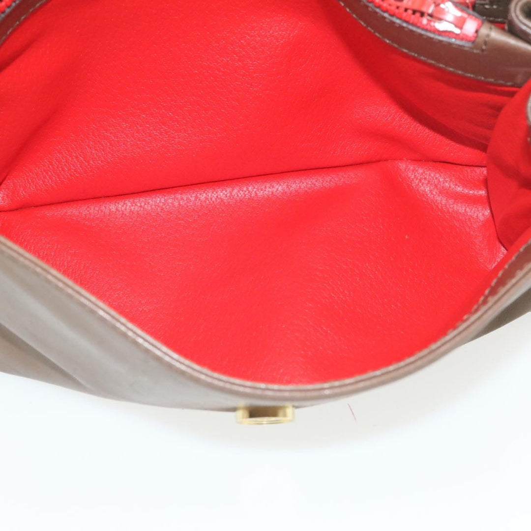 Celine ring Shoulder Bag Leather Brown  rd1551