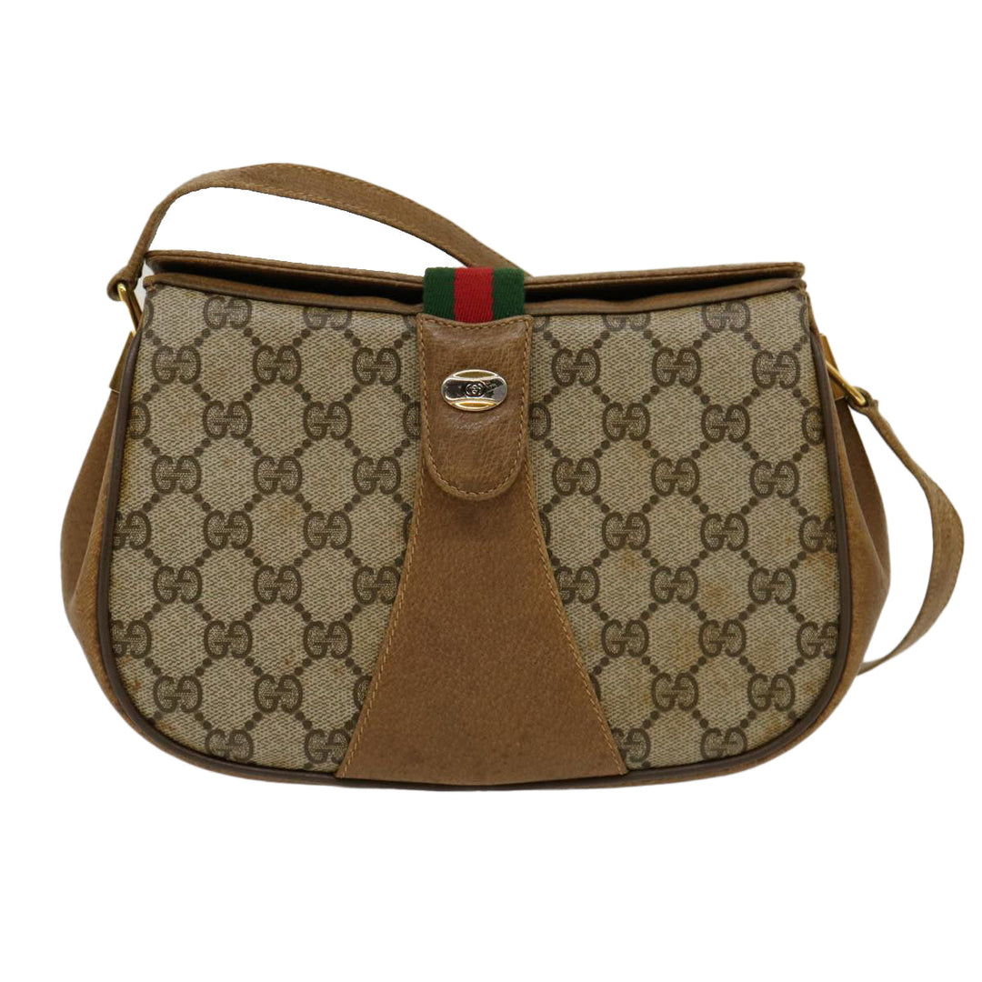 GUCCI Web Sherry Line GG Canvas Shoulder Bag Beige Red Green 116  rd2110
