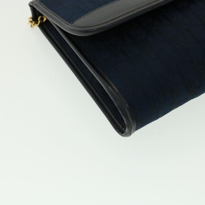 CHRISTIAN Top quality Dior Trotter Canvas Chain Shoulder Bag Navy Auth rd2392