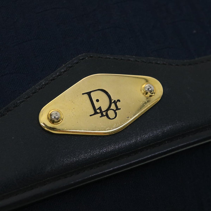 CHRISTIAN Top quality Dior Trotter Canvas Chain Shoulder Bag Navy Auth rd2392