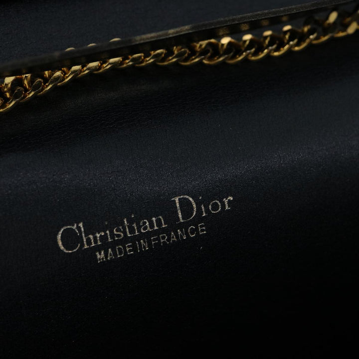 CHRISTIAN Top quality Dior Trotter Canvas Chain Shoulder Bag Navy Auth rd2392
