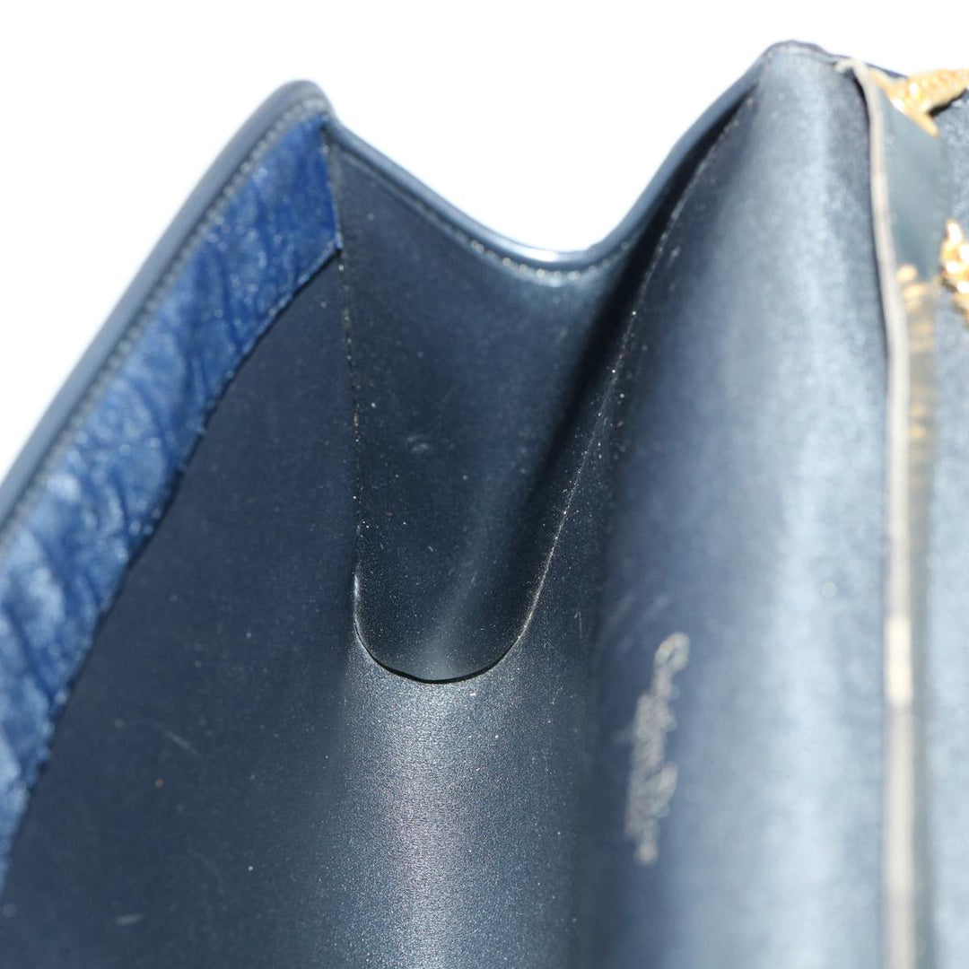 CHRISTIAN Top quality Dior Trotter Canvas Chain Shoulder Bag Navy Auth rd2392