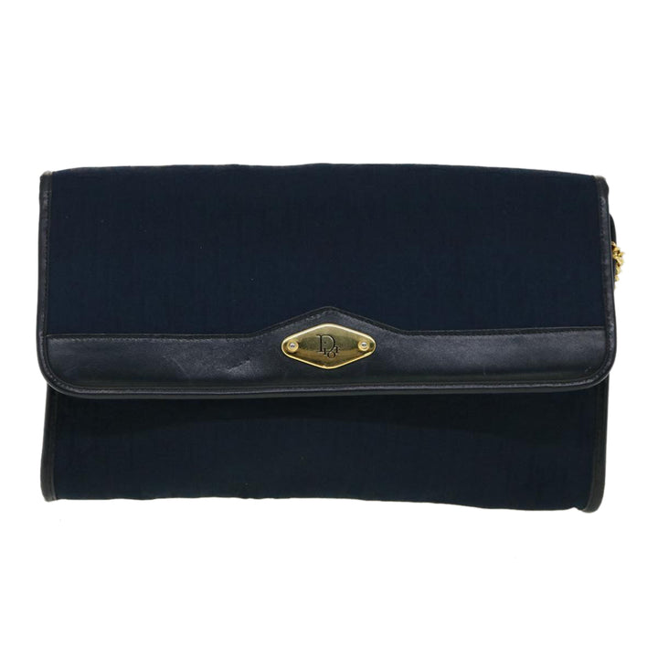 CHRISTIAN Top quality Dior Trotter Canvas Chain Shoulder Bag Navy Auth rd2392